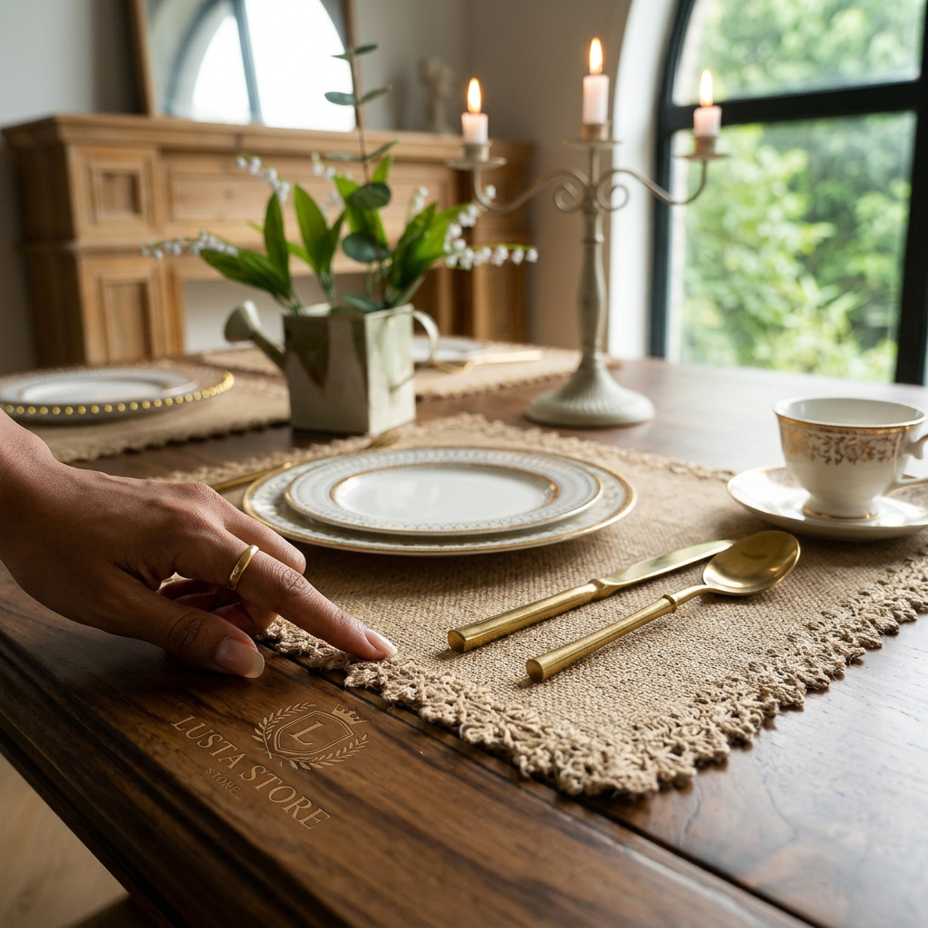Mesa Posta com Texturas Naturais: O Segredo da Lusta Store para um Lar Aconchegante e Sensorial