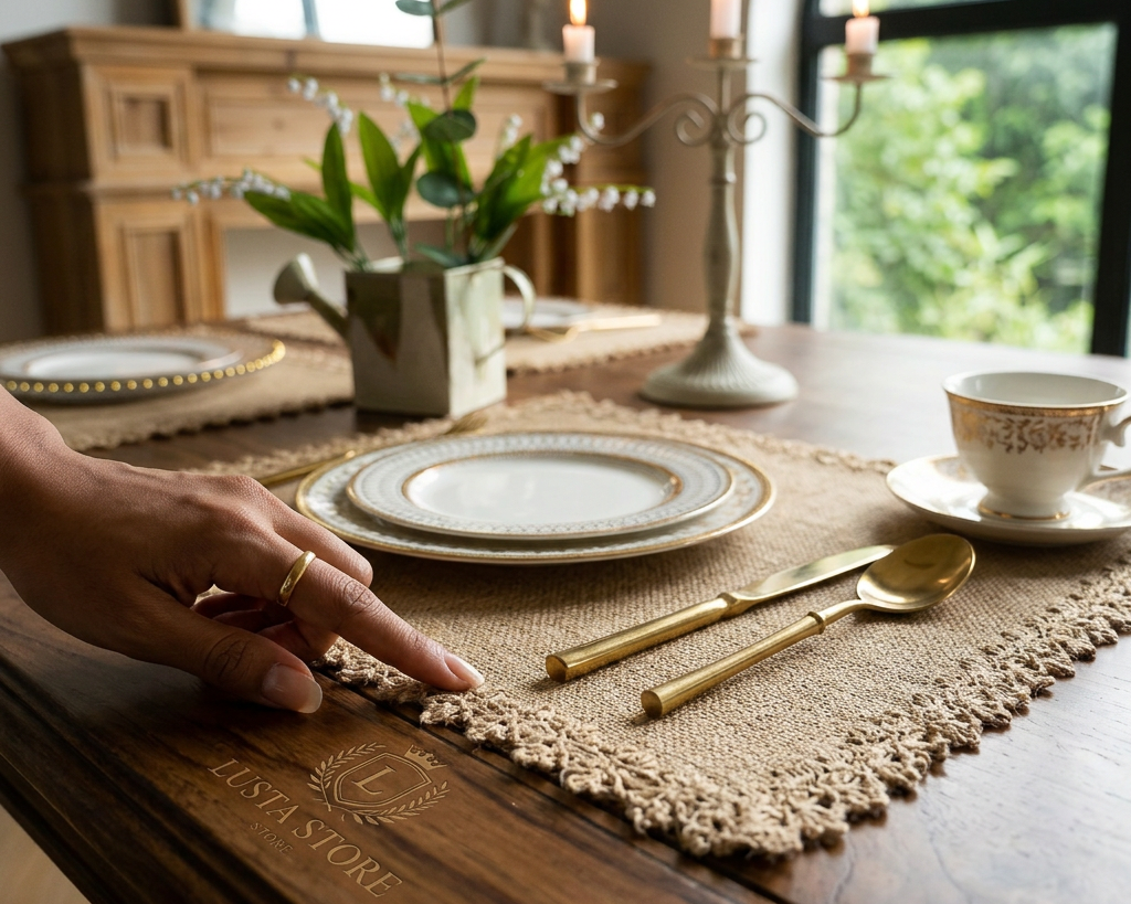 Mesa Posta com Texturas Naturais: O Segredo da Lusta Store para um Lar Aconchegante e Sensorial