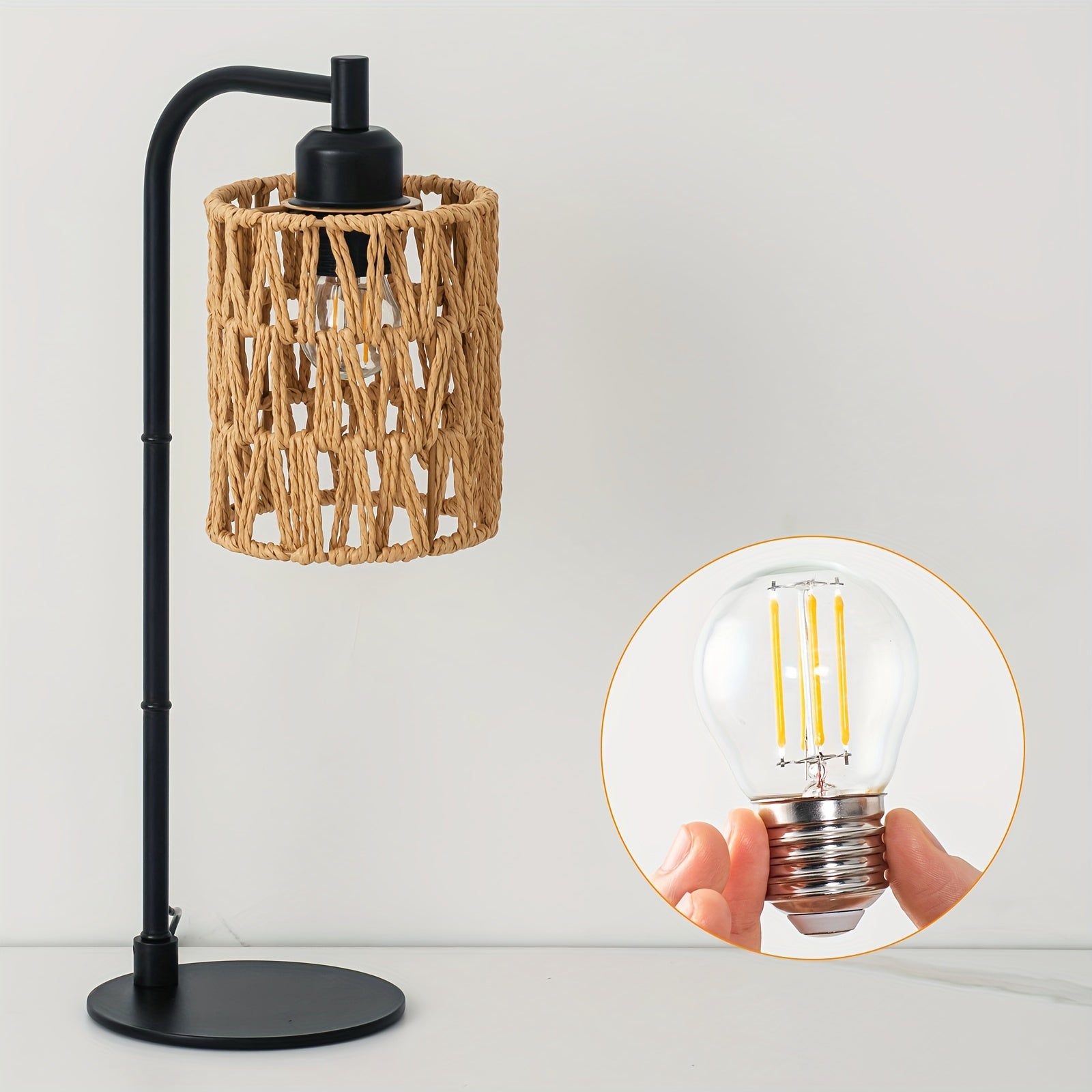 Luminária de Mesa LED Trançada à Mão com Controle Touch