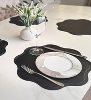 Jogo de Sousplats em Couro Antiderrapante Flor de Luxo