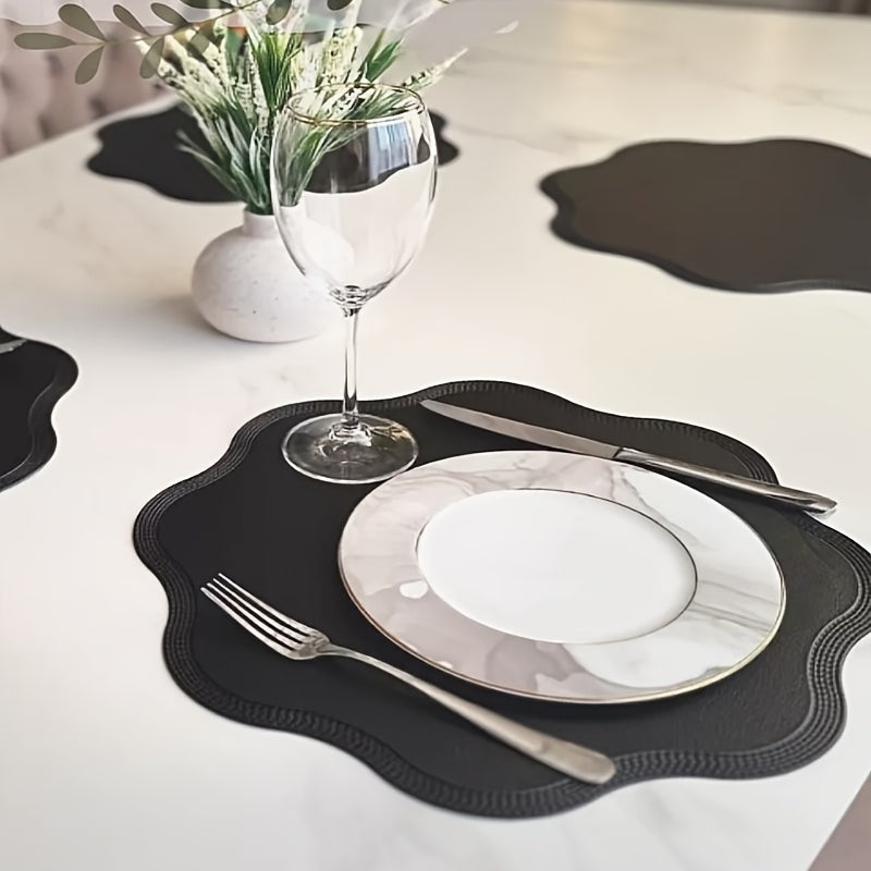 Jogo de Sousplats em Couro Antiderrapante Flor de Luxo