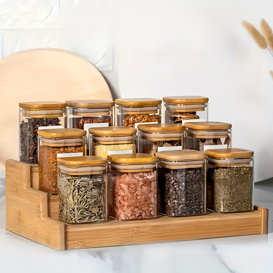Conjunto 12x Potes Quadradas com Vedação Premium para Temperos