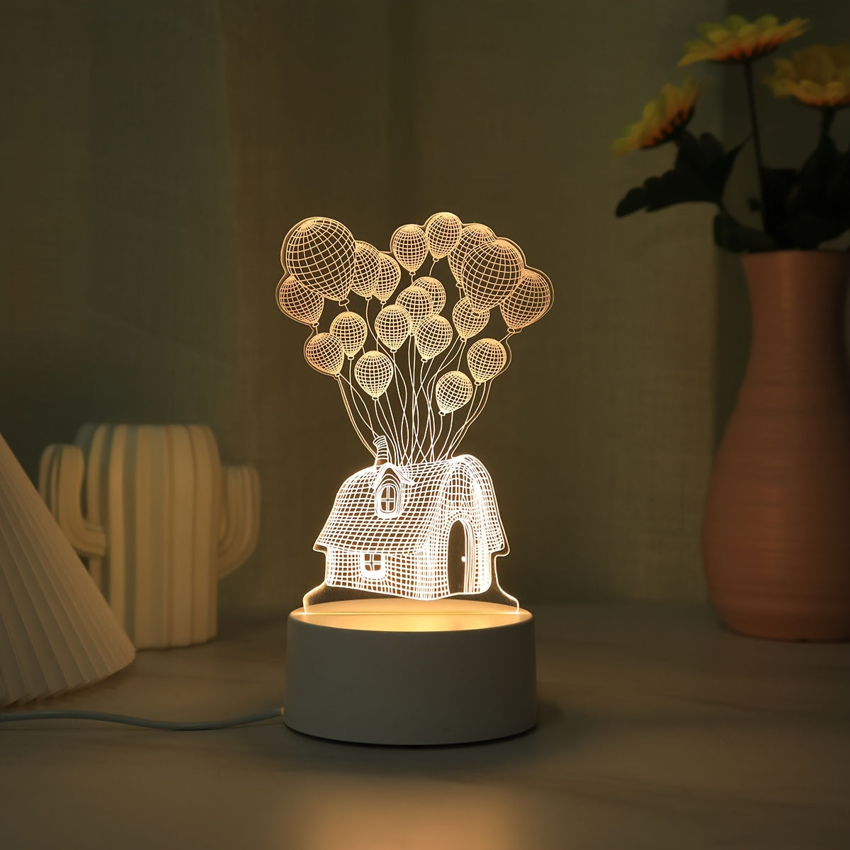 Luminária LED 3D Casa de Balões