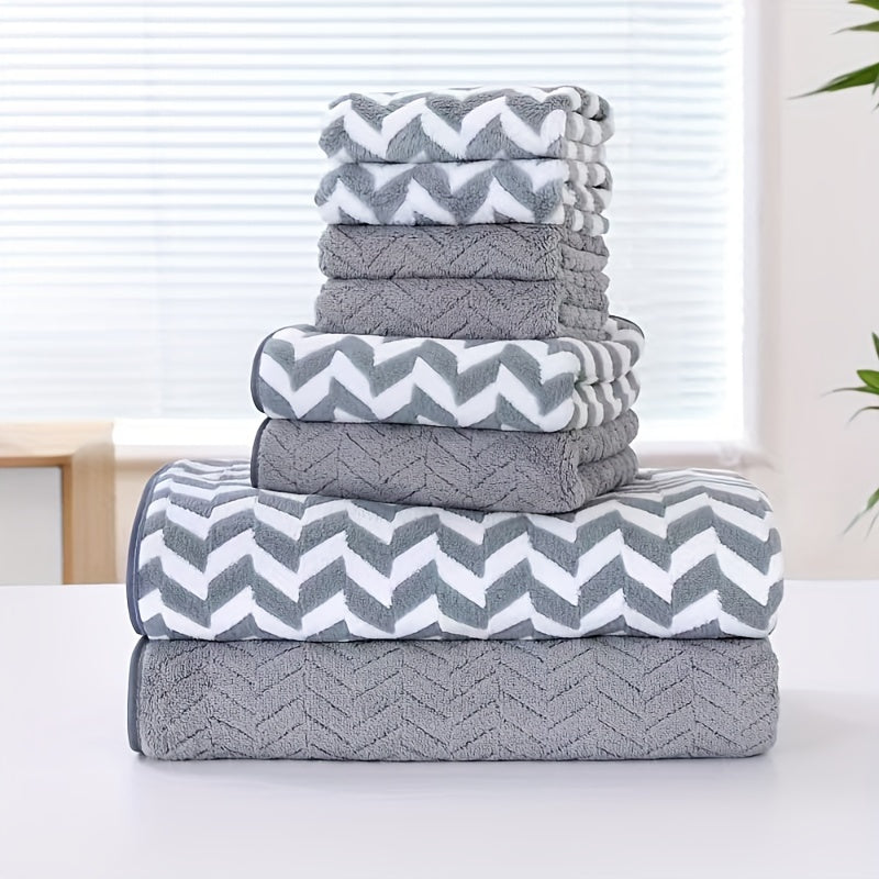 Kit 8 Toalhas com Estampa Chevron