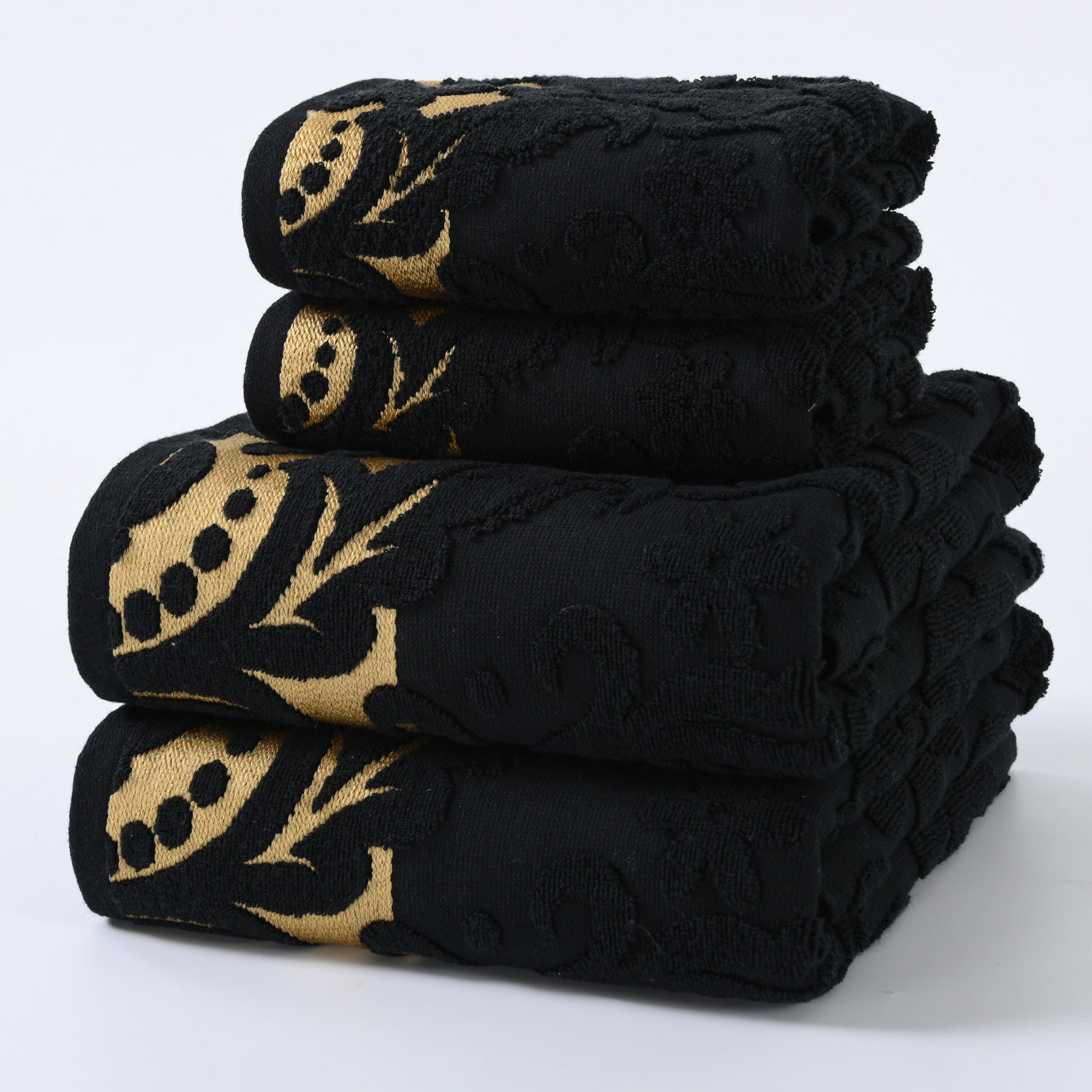 Conjunto de Toalhas de Banho Vintage com Bordado Dourado 100% Algodão