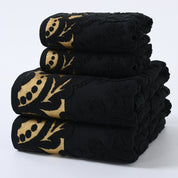 Conjunto de Toalhas de Banho Vintage com Bordado Dourado 100% Algodão