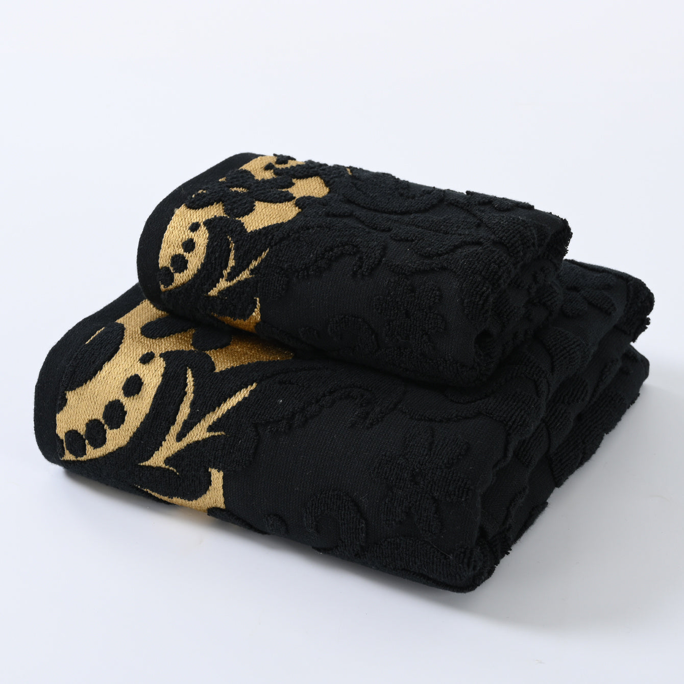 Conjunto de Toalhas de Banho Vintage com Bordado Dourado 100% Algodão