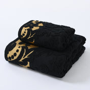 Conjunto de Toalhas de Banho Vintage com Bordado Dourado 100% Algodão