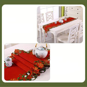 Caminho de Mesa Bordado Floral Vazados e Franjas Elegantes