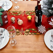 Caminho de Mesa Bordado Floral Vazados e Franjas Elegantes