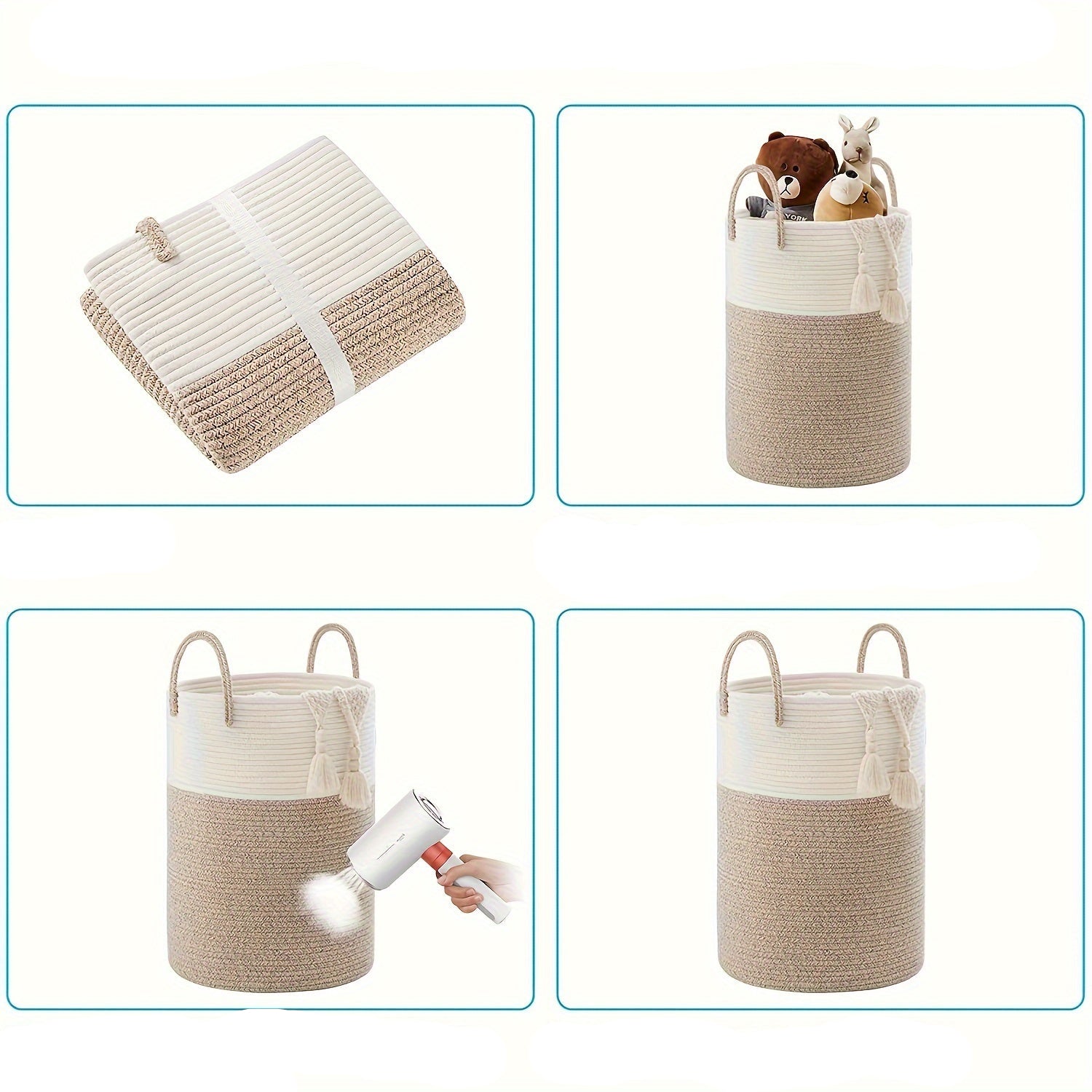 Cesto de Roupas Bicolor em Corda