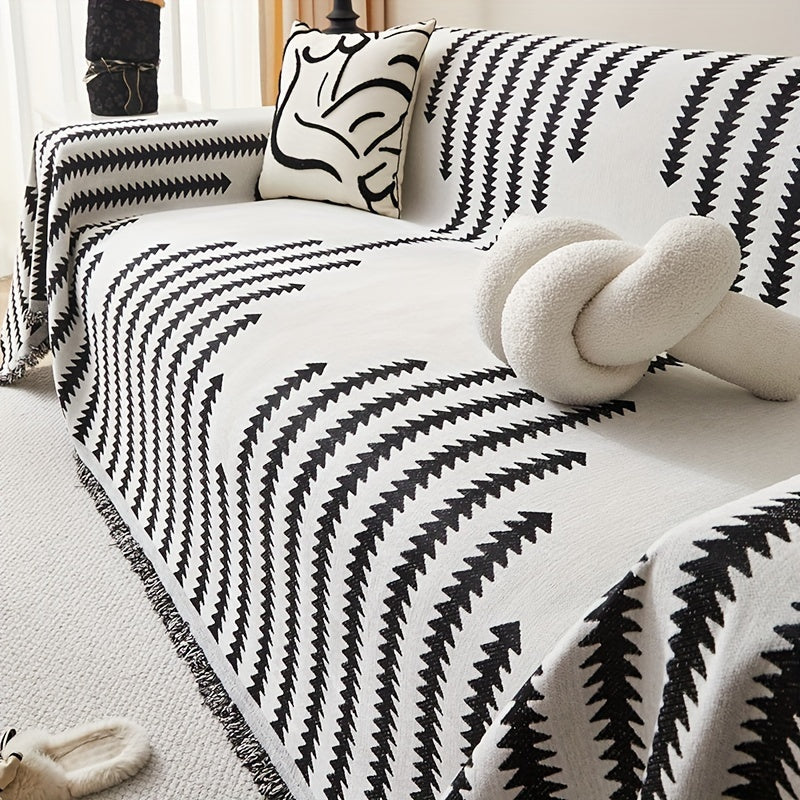 Manta Capa de Sofá em Chenille com Tassel