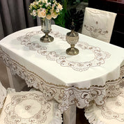 Toalha de Mesa Oval Bordada Design Europeu