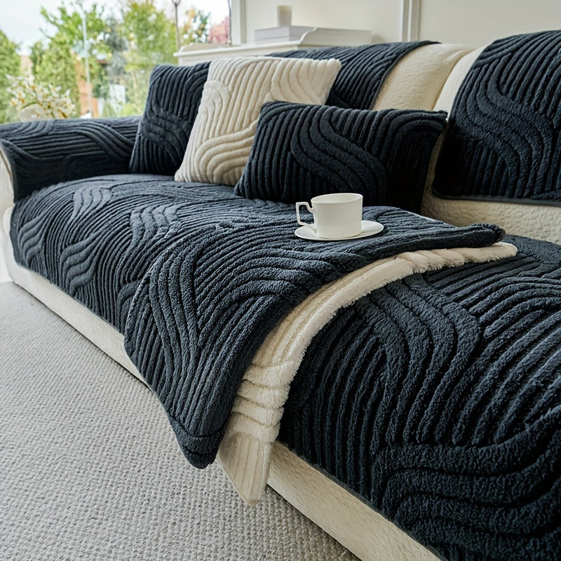 Capa de Sofá Plush Antiderrapante Luxo Moderno