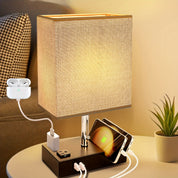 Luminária de Cabeceira LED 3 Cores, USB + Tomada AC Controle por Zíper