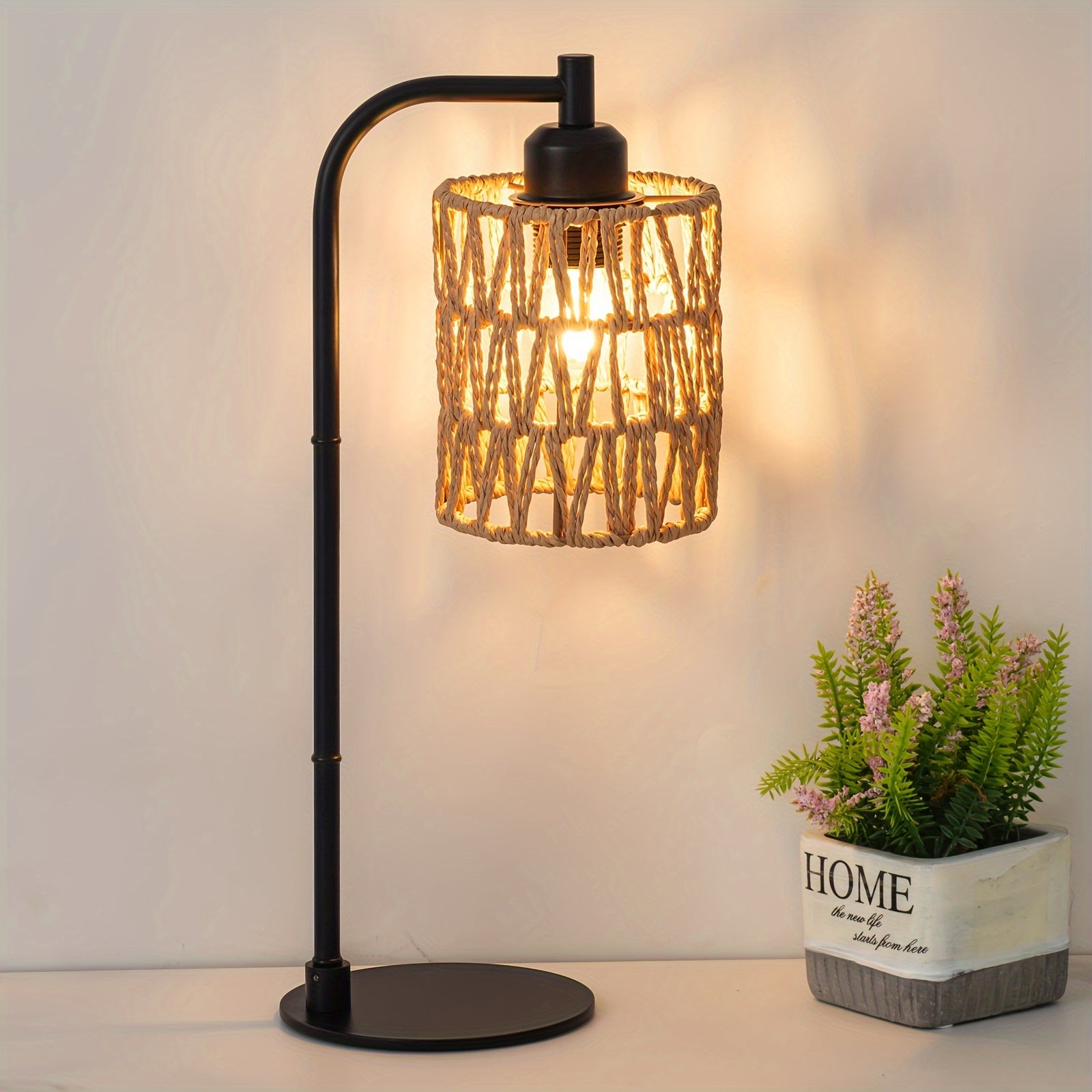 Luminária de Mesa LED Trançada à Mão com Controle Touch