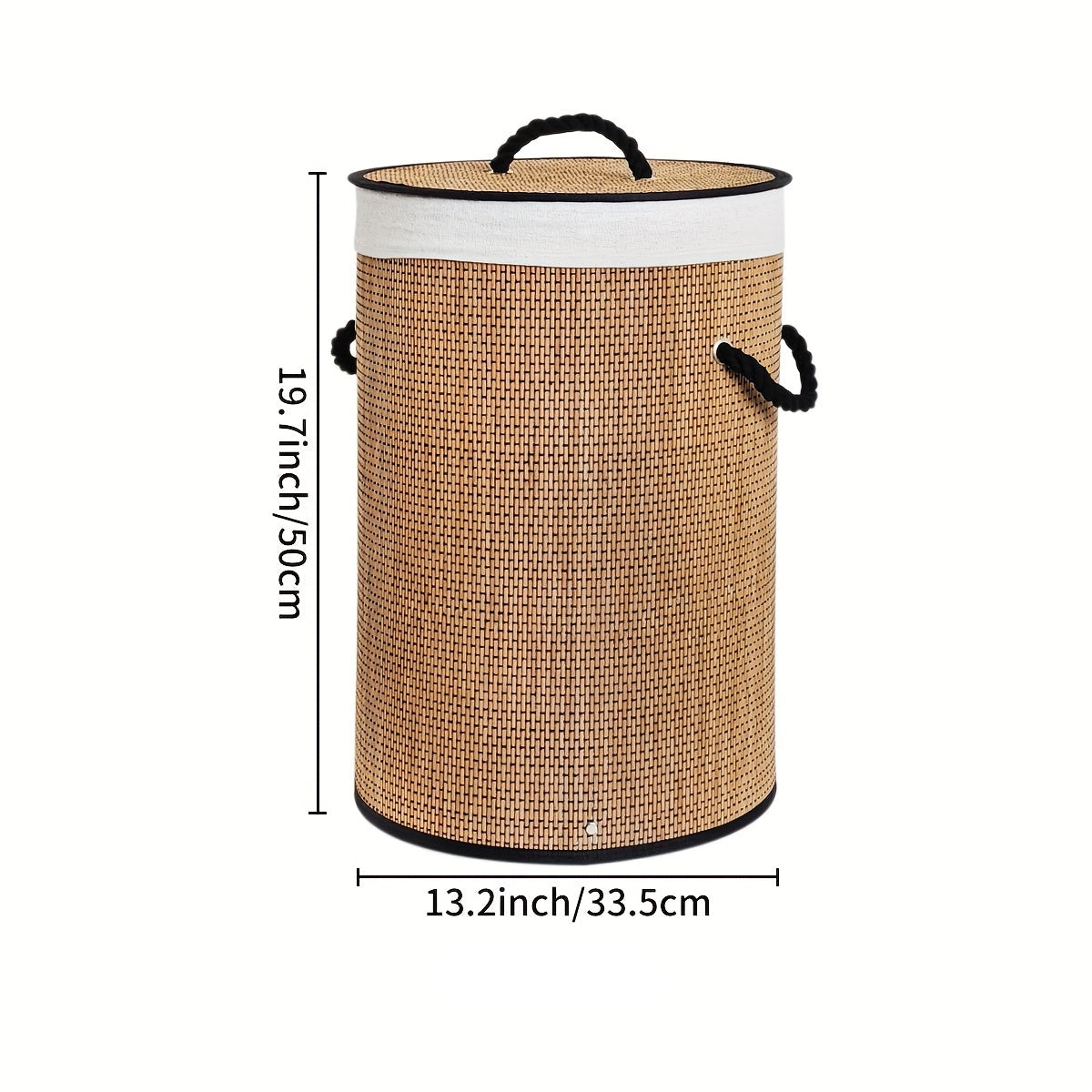 Cesto Dobrável de Bambu com Tampa Compacta
