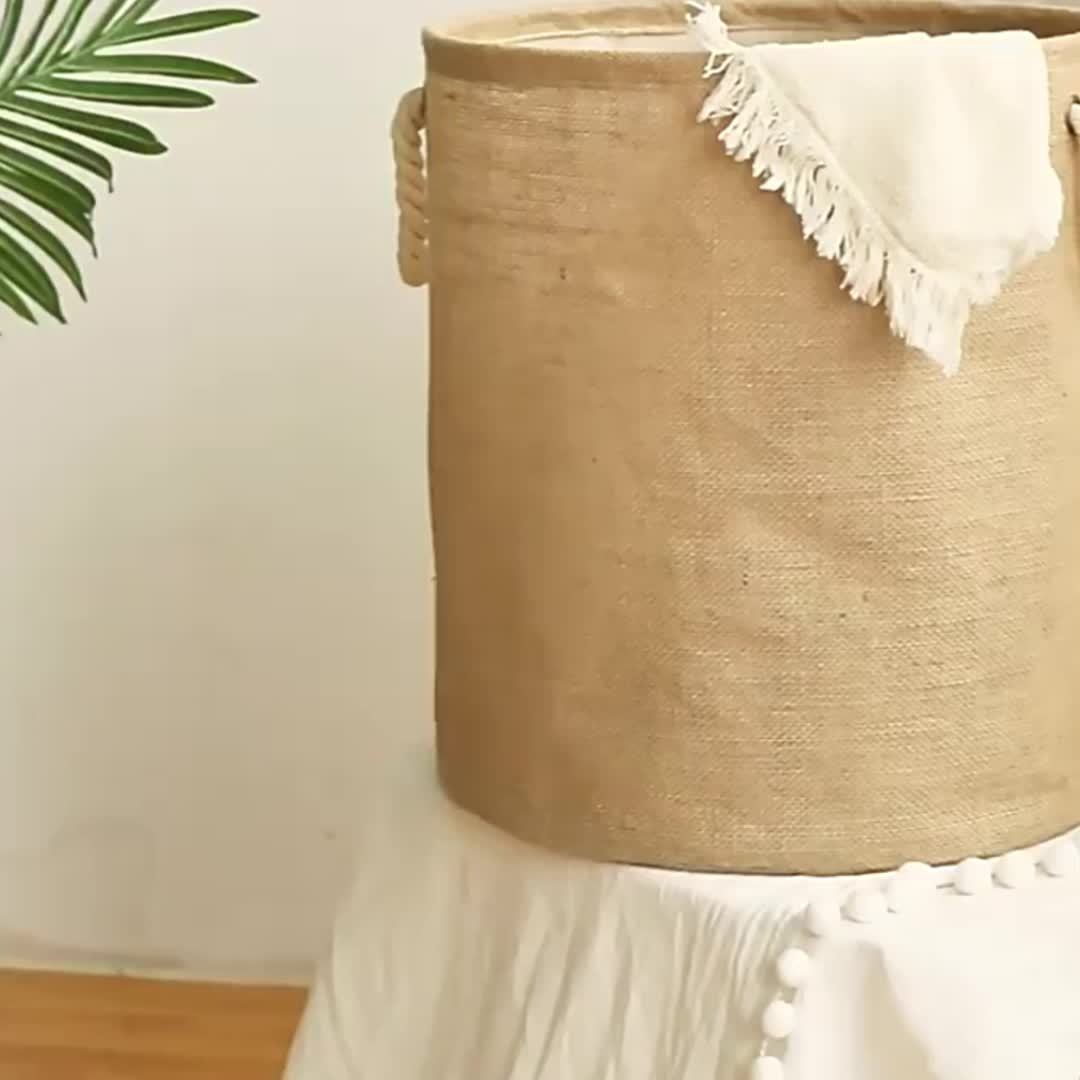 Cesto Artesanal de Corda Natural Dobrável