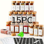 Kit Elegance Porta-Temperos com Tampa de Bambu em Vidro 15/24/36 unid.