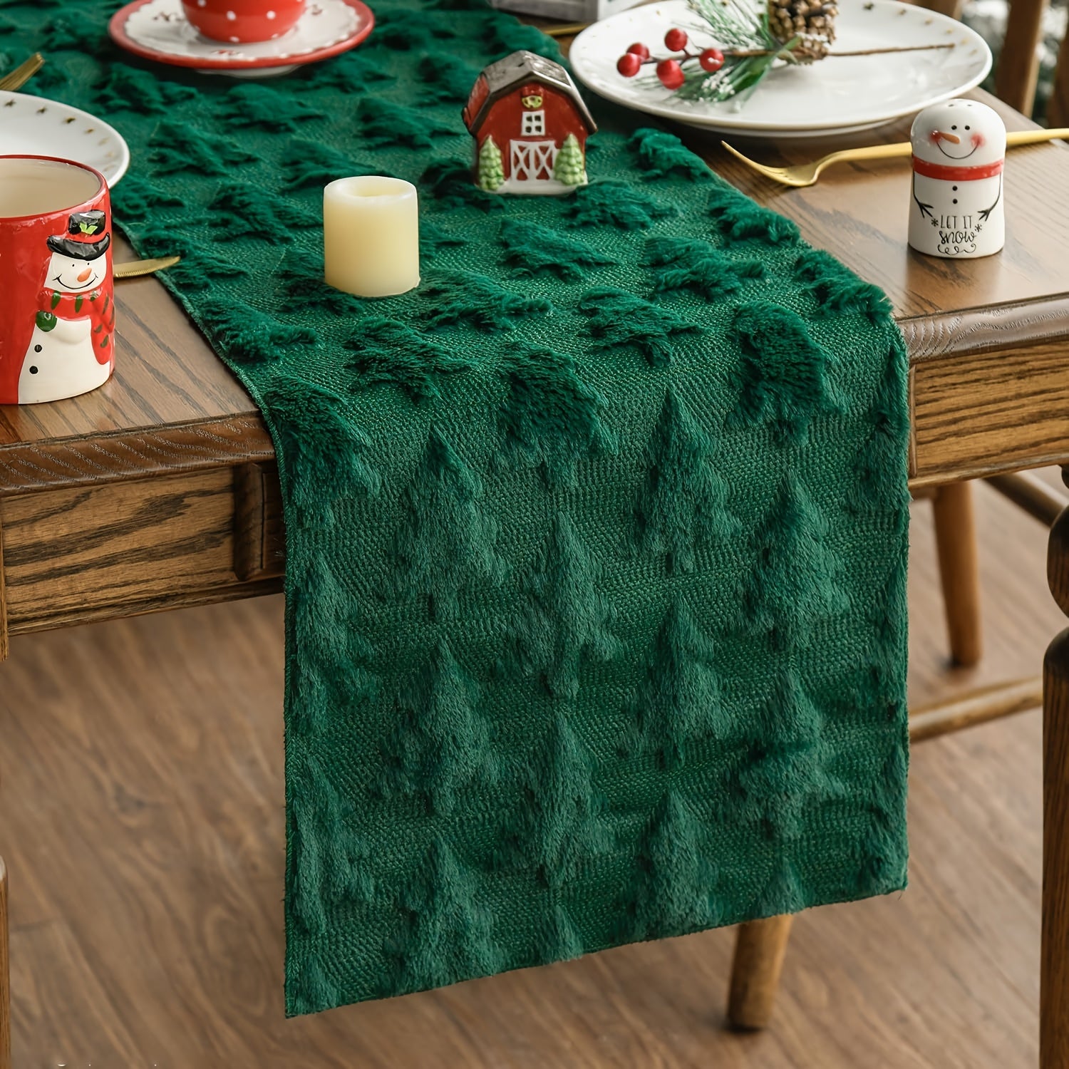 Caminho de Mesa Extra Longo Bordô com Detalhe Aveludada