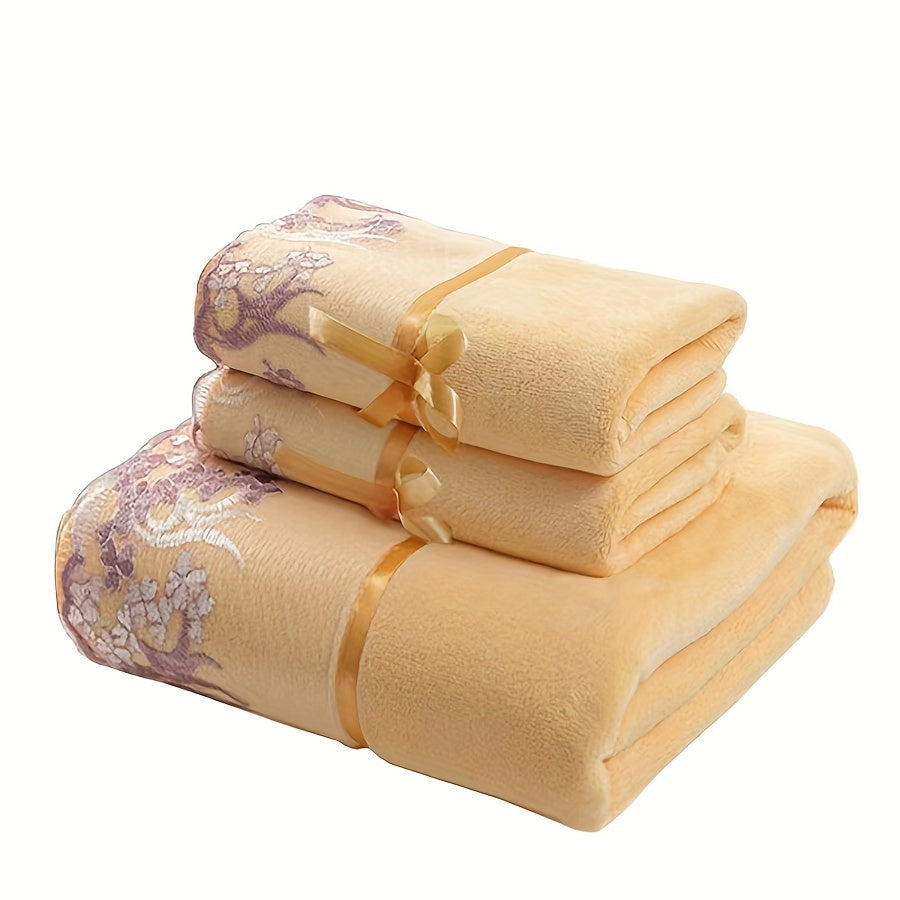 Conjunto Luxuoso de Toalhas em Microfibra Acabamento Rendado