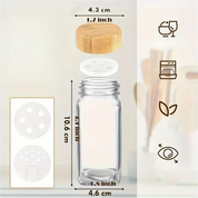Kit Elegance Porta-Temperos com Tampa de Bambu em Vidro 15/24/36 unid.