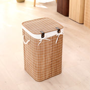 Cesto de Roupas Rústico Boho Chic com Bambu Trançado