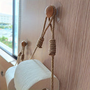 Porta-Papel Higiênico Rústico de Corda de Juta & Madeira