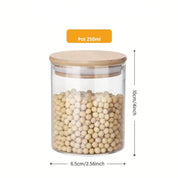 Kit 12 Potes de Vidro Elegância Natural  250ml com Tampa de Bambu