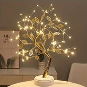 Luminária LED Árvore Folha Dourada