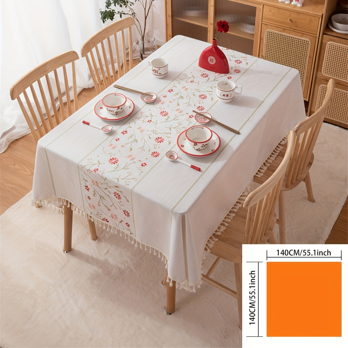 Toalha de Mesa Floral Retangular Elegância com Estampa de Rosas