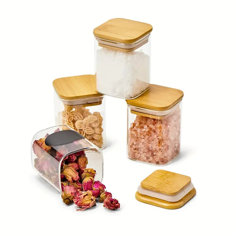 Conjunto 12x Potes Quadradas com Vedação Premium para Temperos