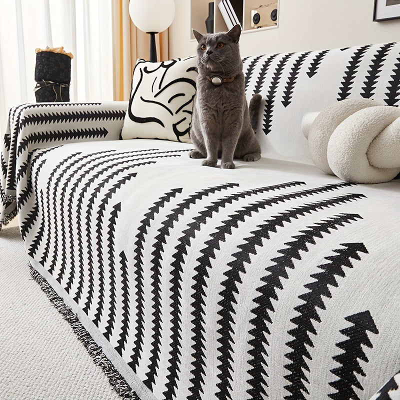 Manta Capa de Sofá em Chenille com Tassel