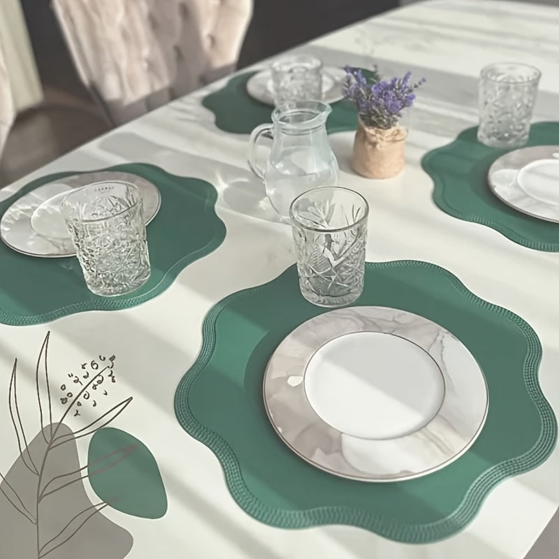 Jogo de Sousplats em Couro Antiderrapante Flor de Luxo