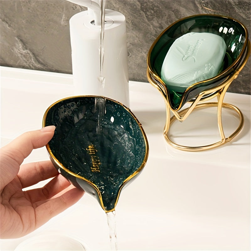 Porta-Sabonete Criativo com Design de Folha com Drenagem