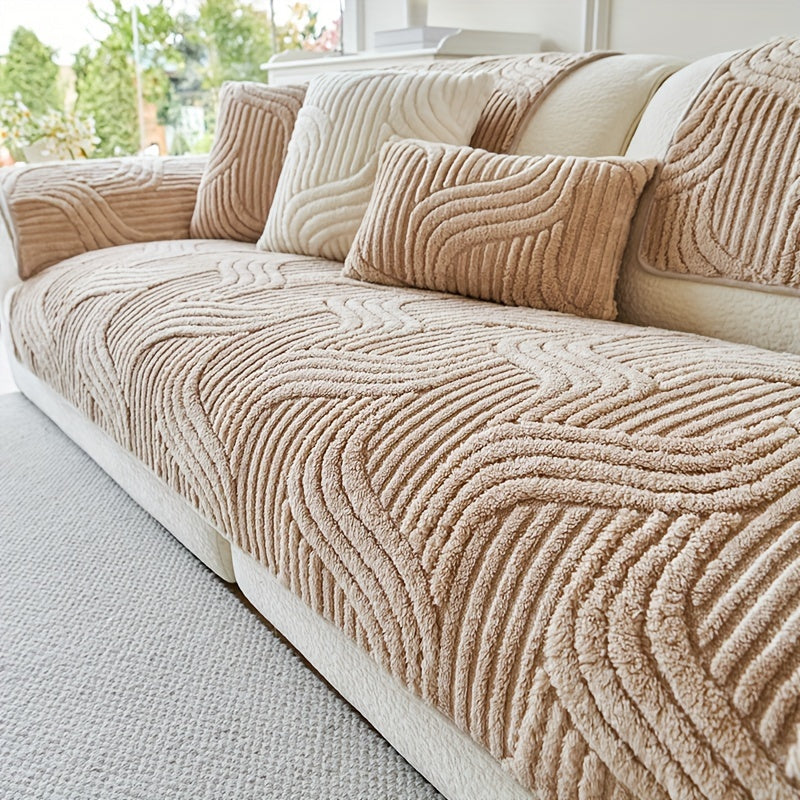 Capa de Sofá Plush Antiderrapante Luxo Moderno
