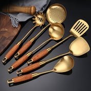 Conjunto de Utensílios de Luxo em Aço Inoxidável Dourado