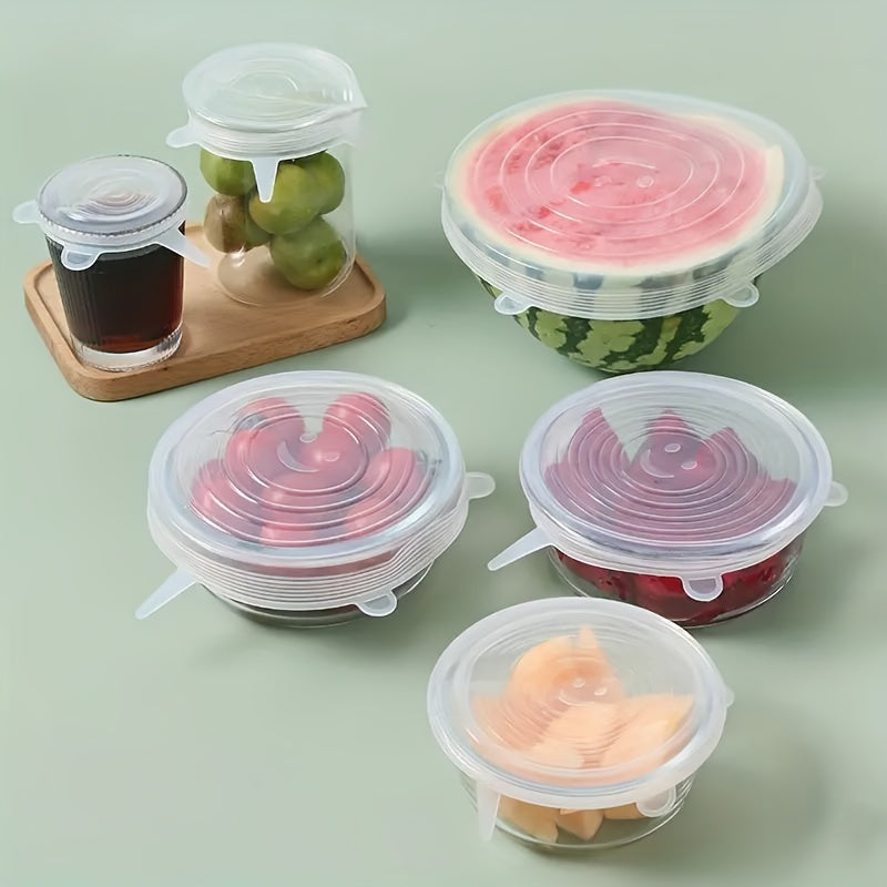 Conjunto de 6 Tampas de Silicone Ajustáveis Reutilizáveis