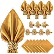 Kit de14 Guardanapos Luxosos de Cetim com Argolas