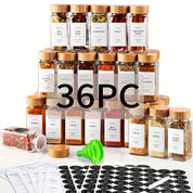 Kit Elegance Porta-Temperos com Tampa de Bambu em Vidro 15/24/36 unid.