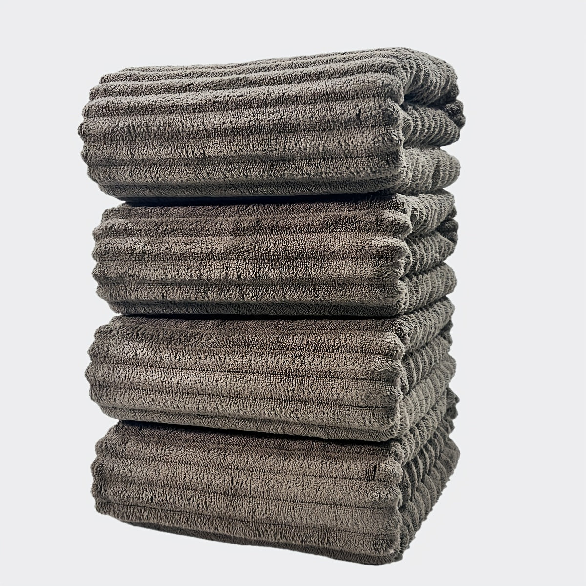 Conjunto de Toalhas de Banho Listradas em Coral Fleece