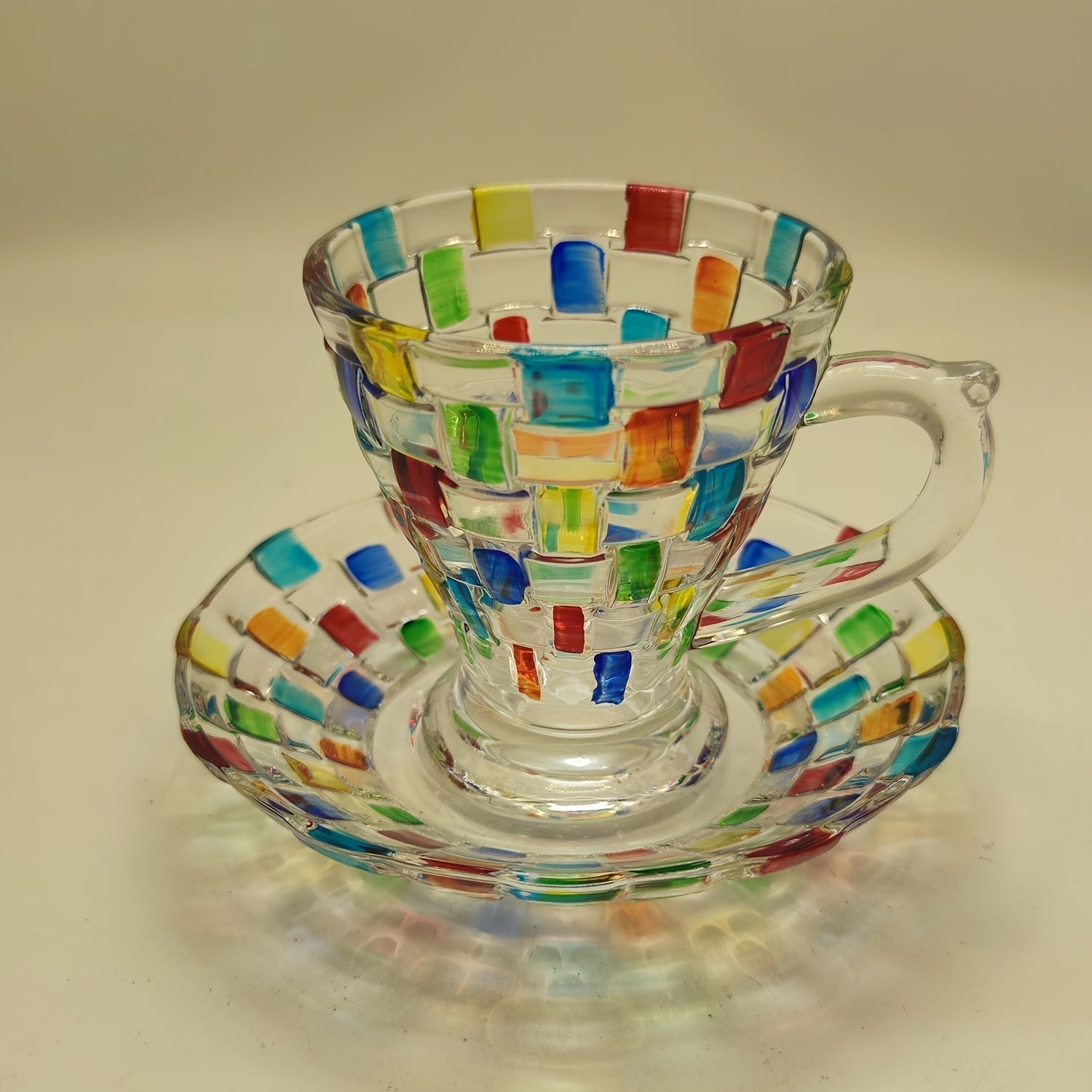 Conjunto Xícara e Pires Pintado à Mão