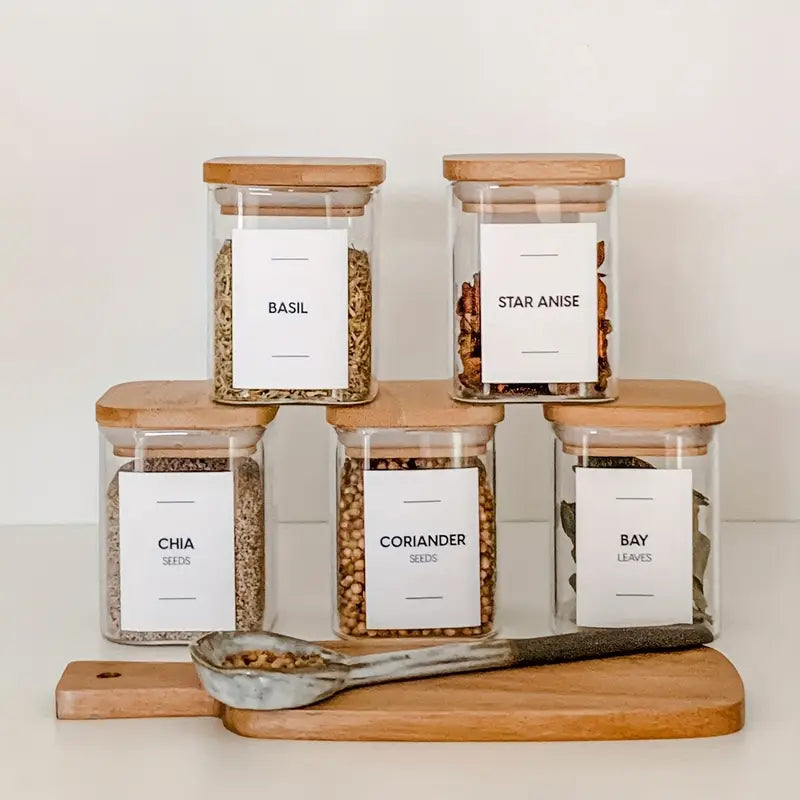 Conjunto 12x Potes Quadradas com Vedação Premium para Temperos