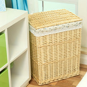 Cesto Vintage com Tampa e Trama Floral
