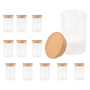 Kit 12 Potes de Vidro Elegância Natural  250ml com Tampa de Bambu