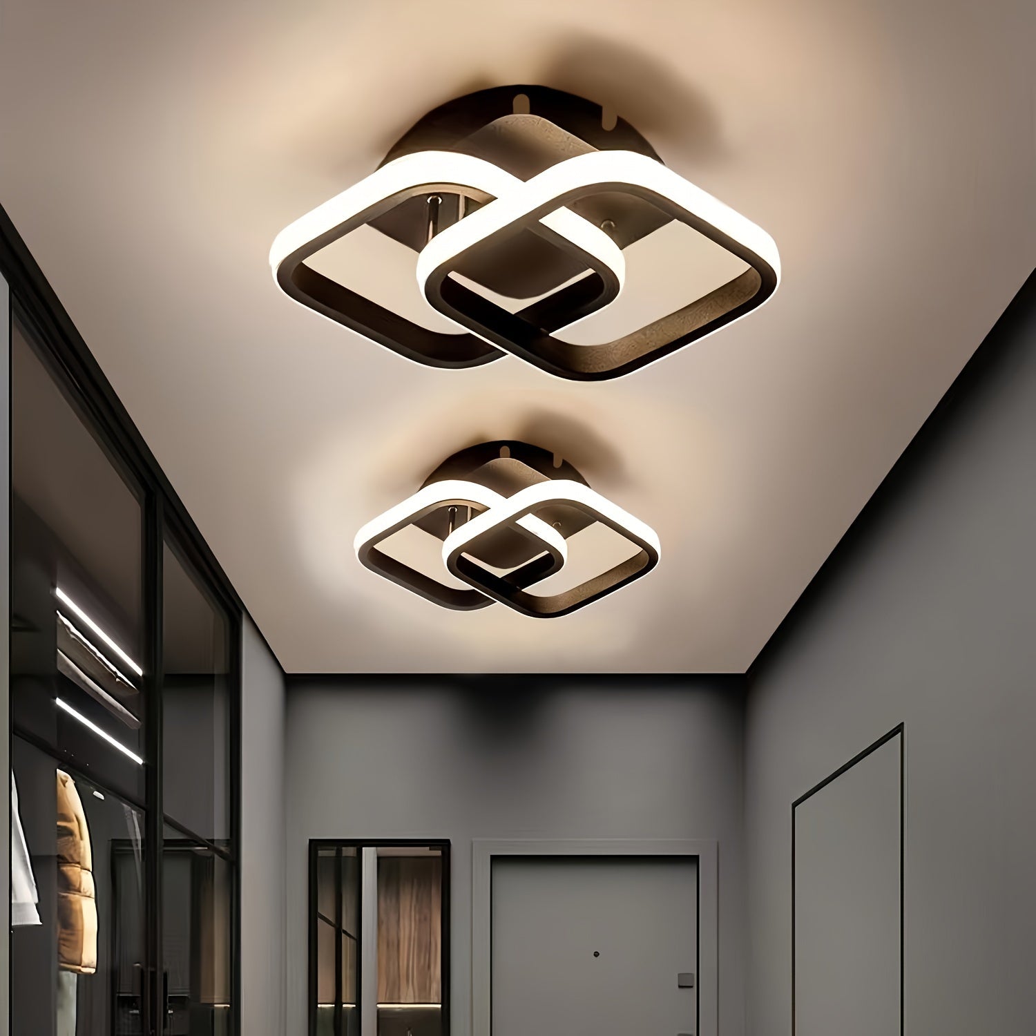 Luminária LED de Teto Embutida Quadrado Ajustável, Metal Polido e Difusor de Silicone