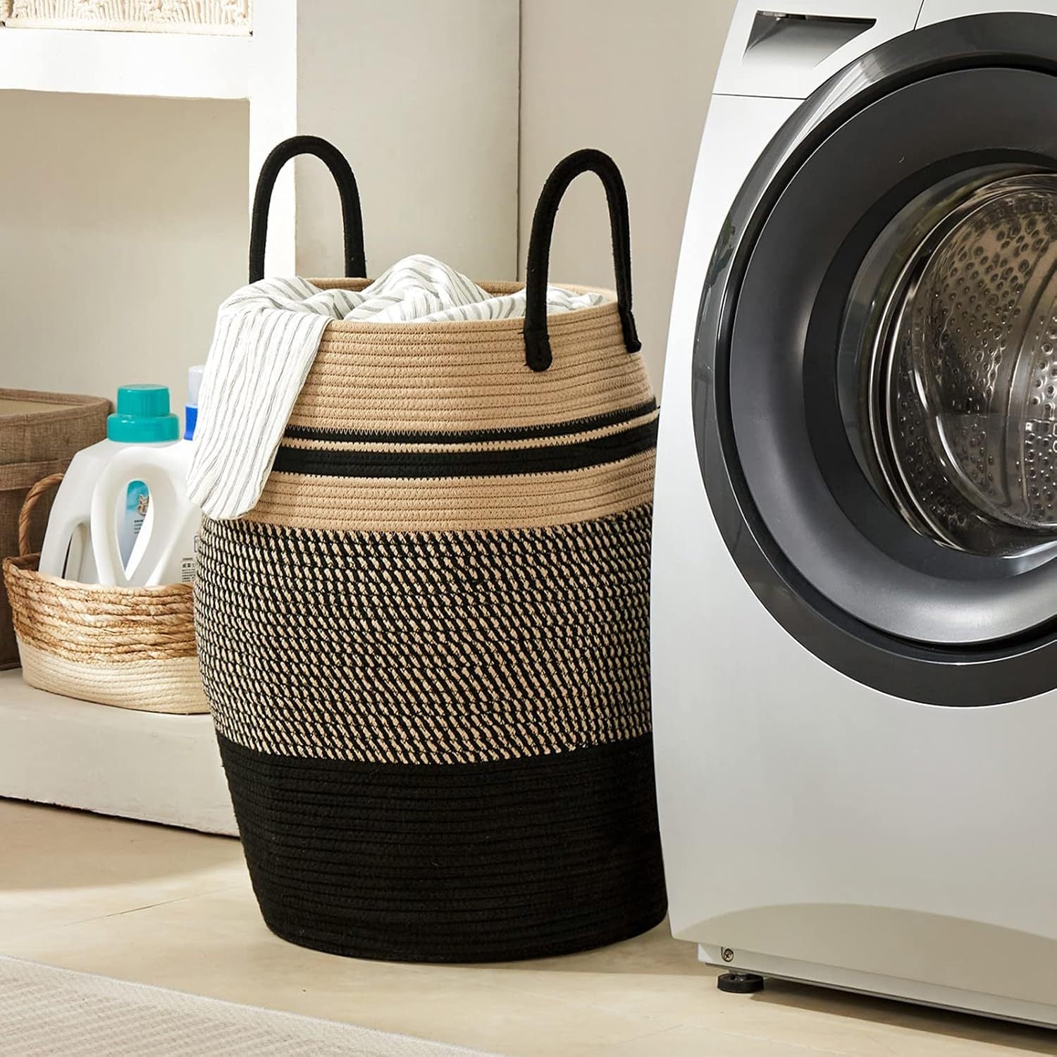 Cesto Boho Funcional Tricolor Grande de 60L
