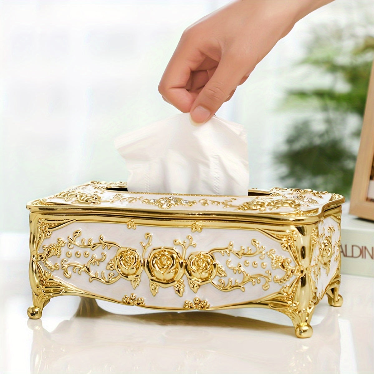 Porta-Lenços Luxuoso com Estampa de Rosas Design Europeu
