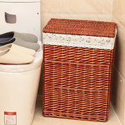 Cesto Vintage com Tampa e Trama Floral
