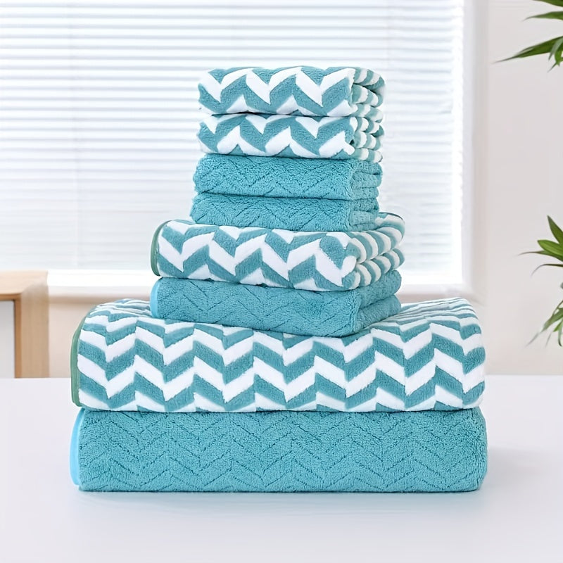 Kit 8 Toalhas com Estampa Chevron